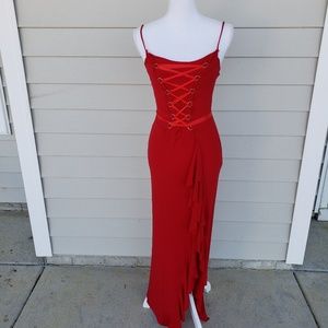 GINOO Lace-up Front Asymmetrical Maxi, sz M